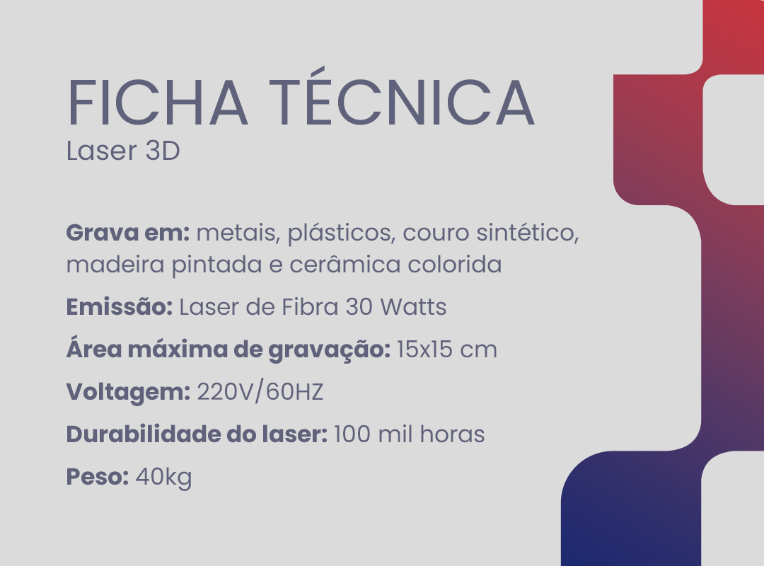 especificações técnicas da máquina laser 3D