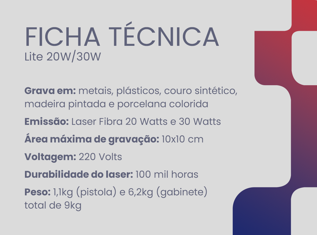 especificações técnicas da Lite 20W e 30W